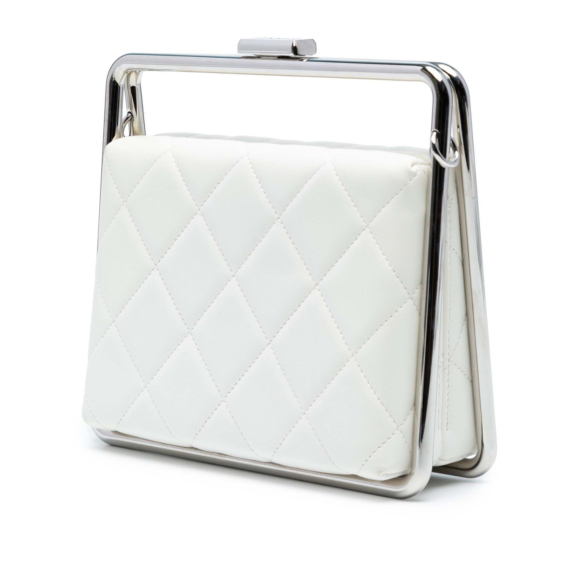 Chanel Quilted Lambskin Metal Bar Convertible Clutch