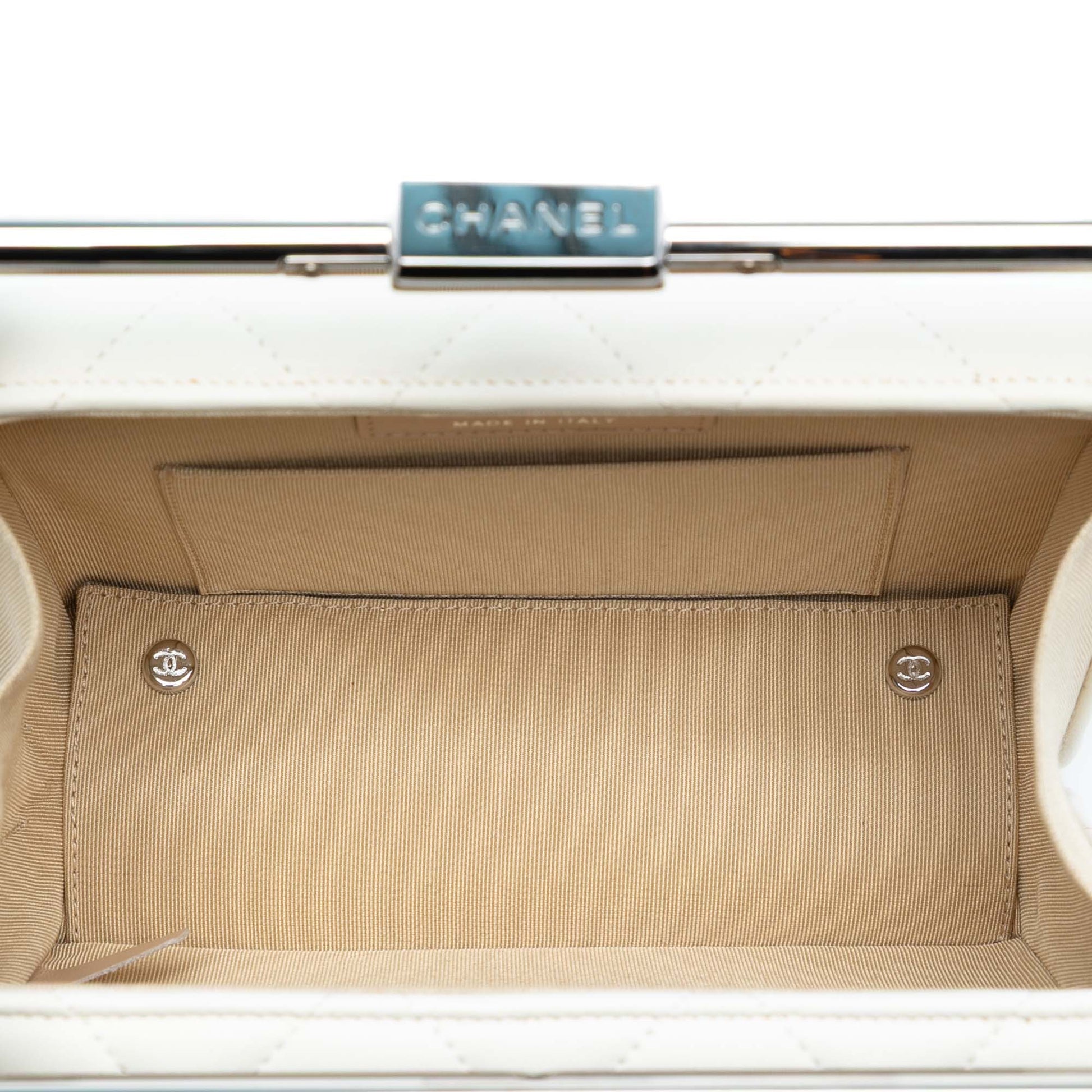 Chanel Quilted Lambskin Metal Bar Convertible Clutch