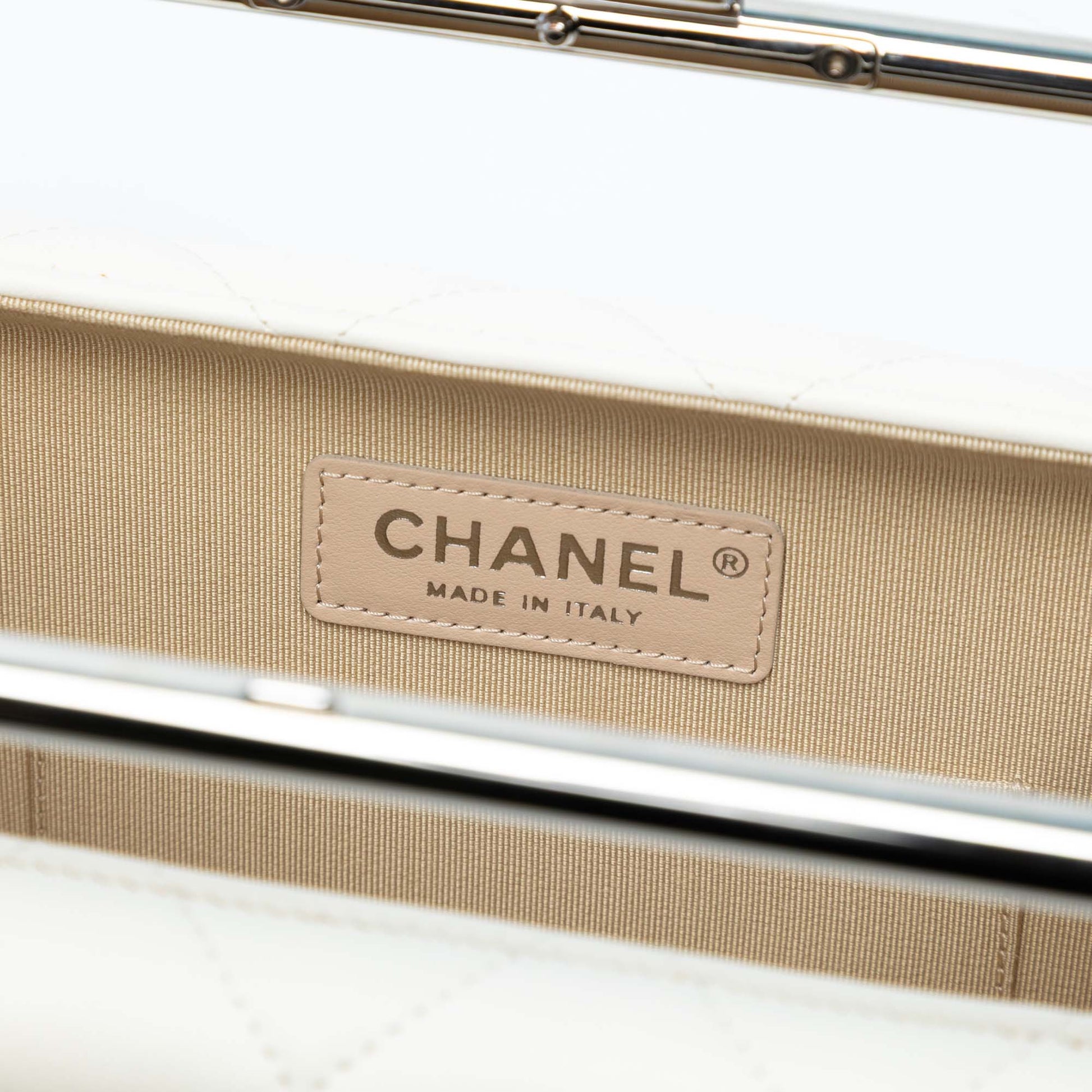 Chanel Quilted Lambskin Metal Bar Convertible Clutch