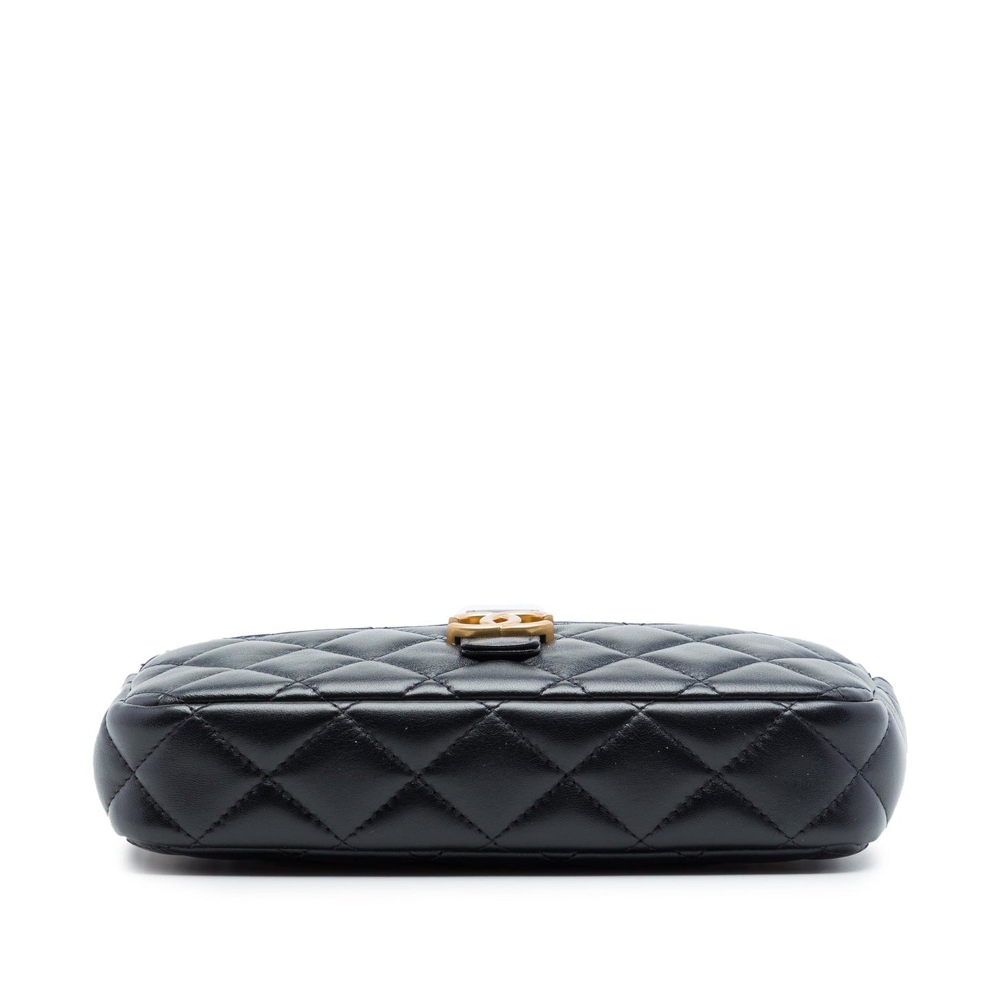 Chanel CC Quilted Lambskin and Suede Double Zip Phone Holder With Chain