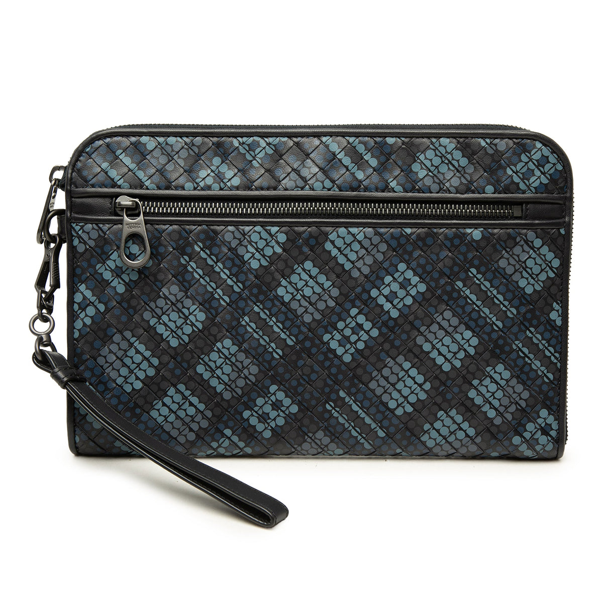 Bottega Veneta Nappa Intrecciato Polka Dot Document Wristlet Clutch — Blue