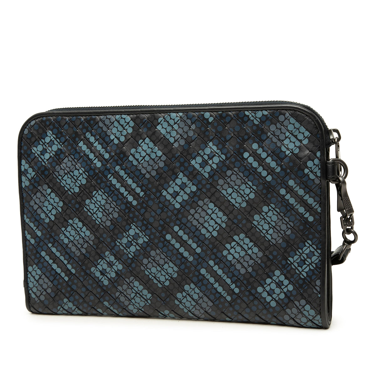 Bottega Veneta Nappa Intrecciato Polka Dot Document Wristlet Clutch — Blue