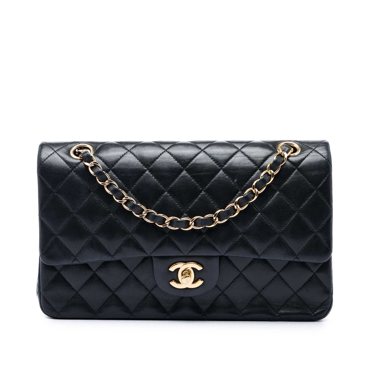 Chanel Medium Classic Lambskin Double Flap — Black