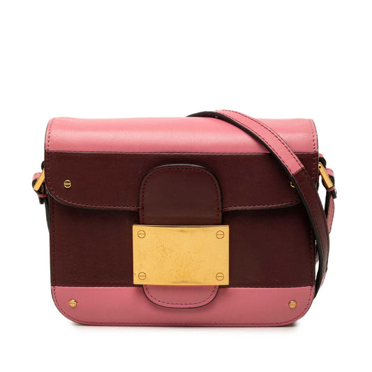 Valentino Mini Colorblock Calfskin Rivet Crossbody — Pink