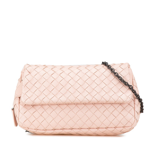 Bottega Veneta Leather Intrecciato Chain Flap Crossbody