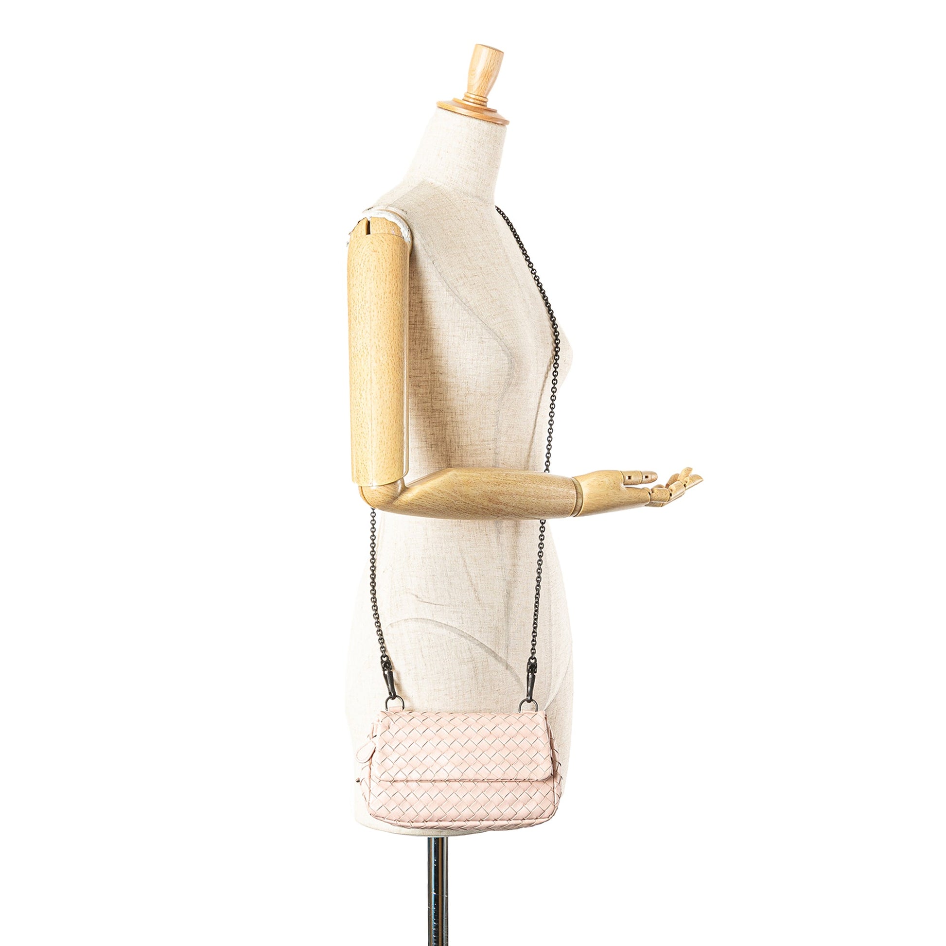 Bottega Veneta Leather Intrecciato Chain Flap Crossbody
