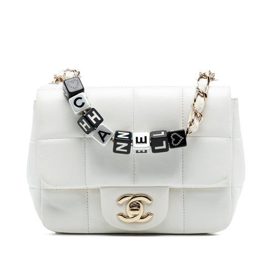Chanel Mini Quilted Lambskin Resin Crystal Square Monacoco Flap