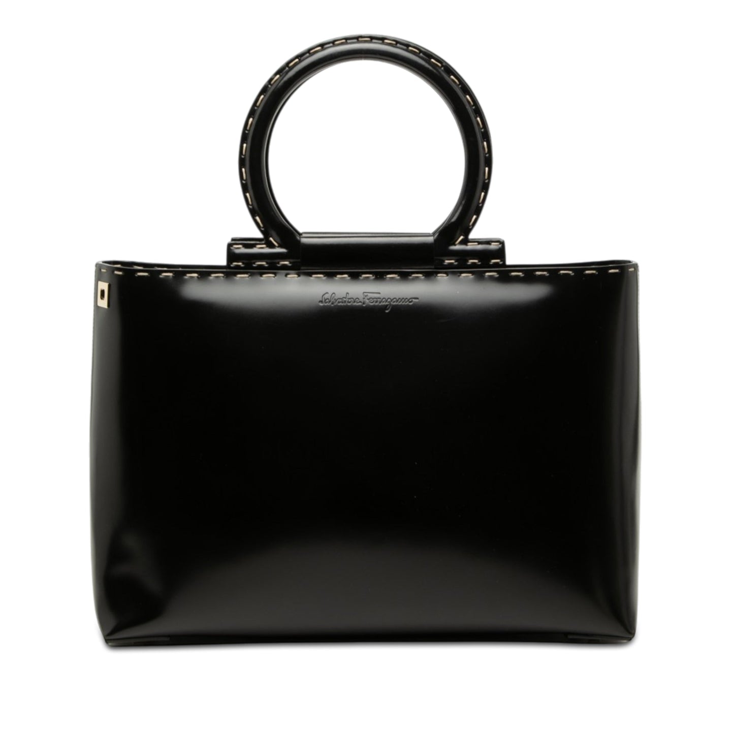 Ferragamo Patent Gancini Top Handle Satchel