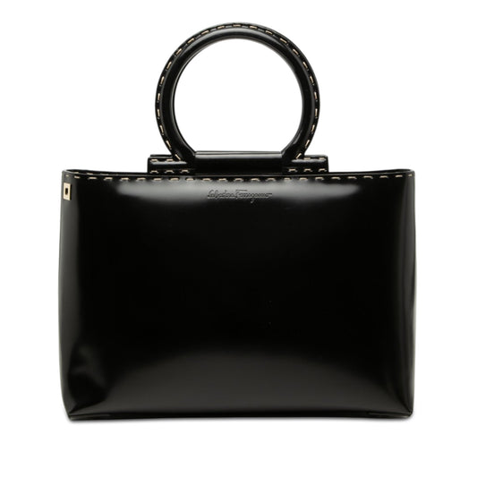 Ferragamo Patent Gancini Top Handle Satchel