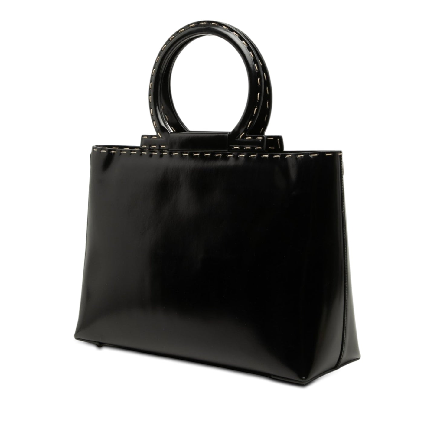 Ferragamo Patent Gancini Top Handle Satchel