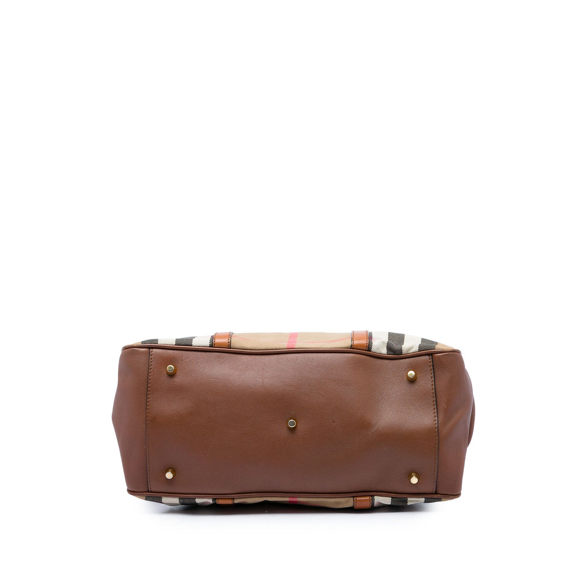 Burberry Medium House Check Canvas and Leather Milverton Satchel — Brown
