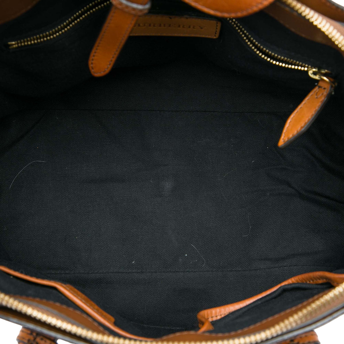 Burberry Medium House Check Canvas and Leather Milverton Satchel — Brown