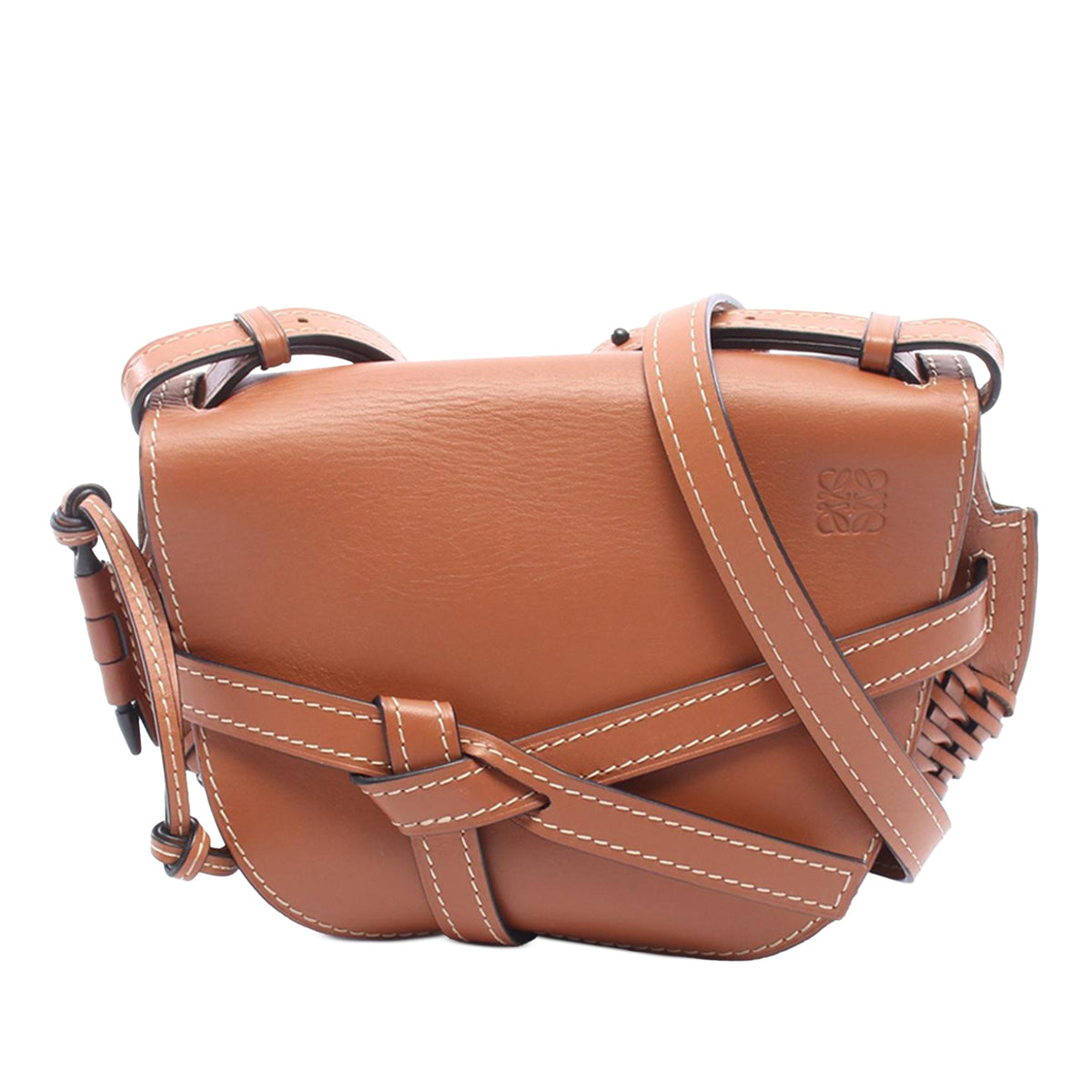 LOEWE Small Leather Gate Crossbody — Brown