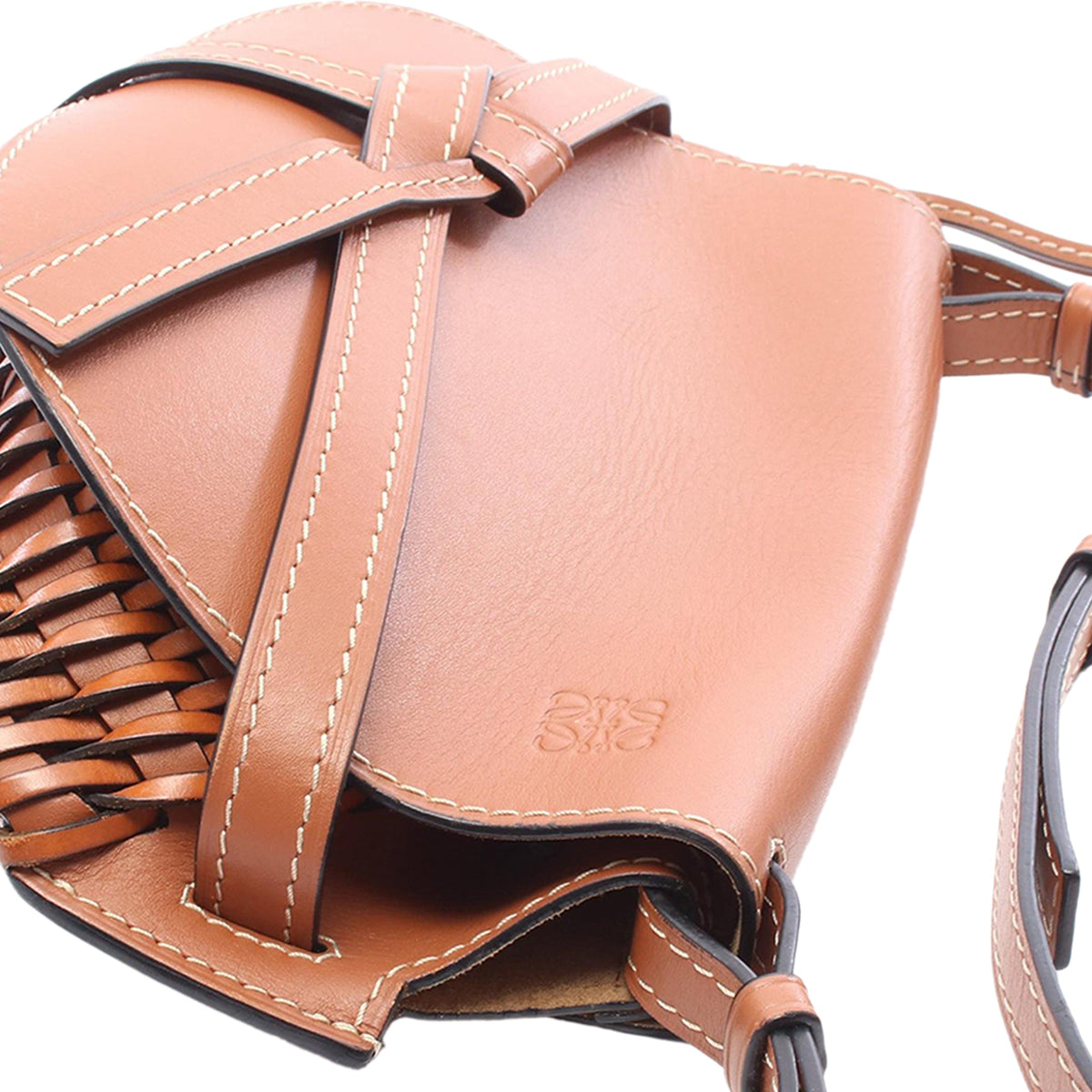 LOEWE Small Leather Gate Crossbody — Brown