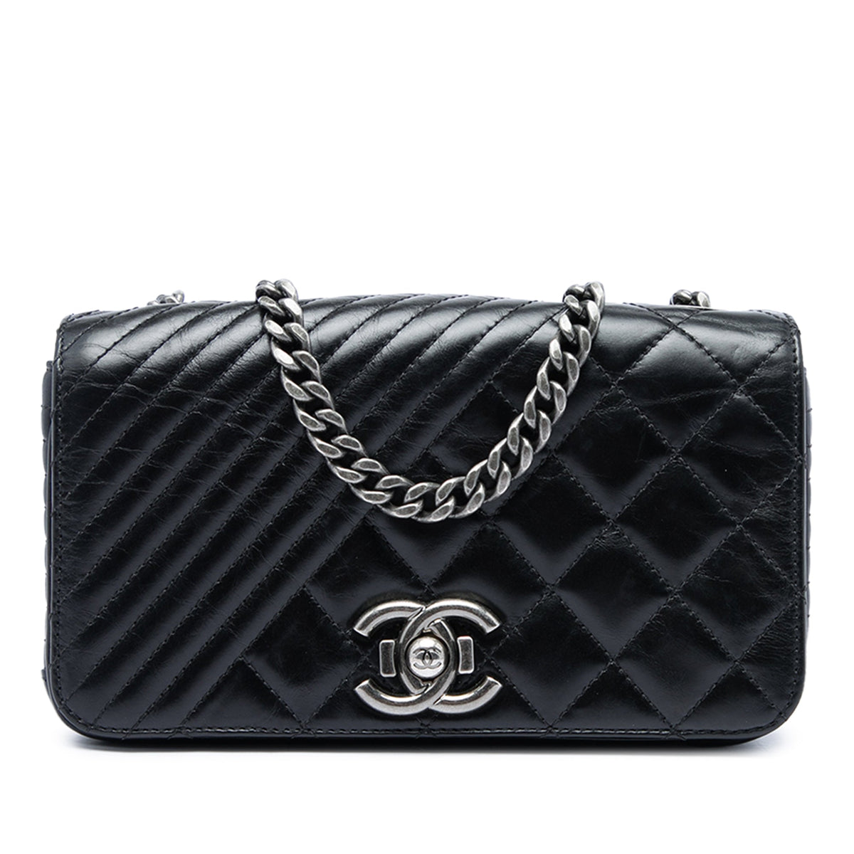 Chanel Small Quilted Aged Calfskin Coco Boy Flap — Black