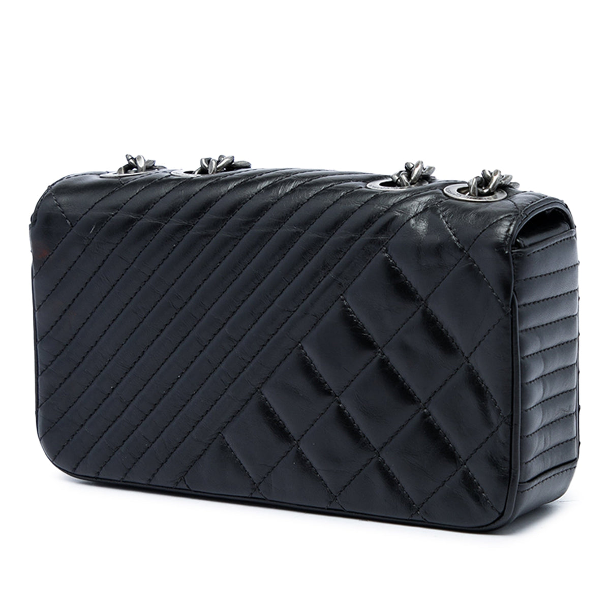 Chanel Small Quilted Aged Calfskin Coco Boy Flap — Black