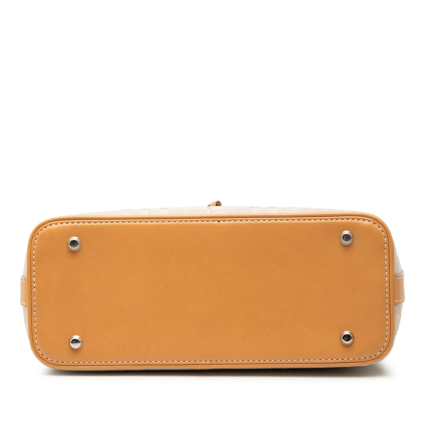 Burberry Leather Trimmed Tonal Check Canvas Handbag