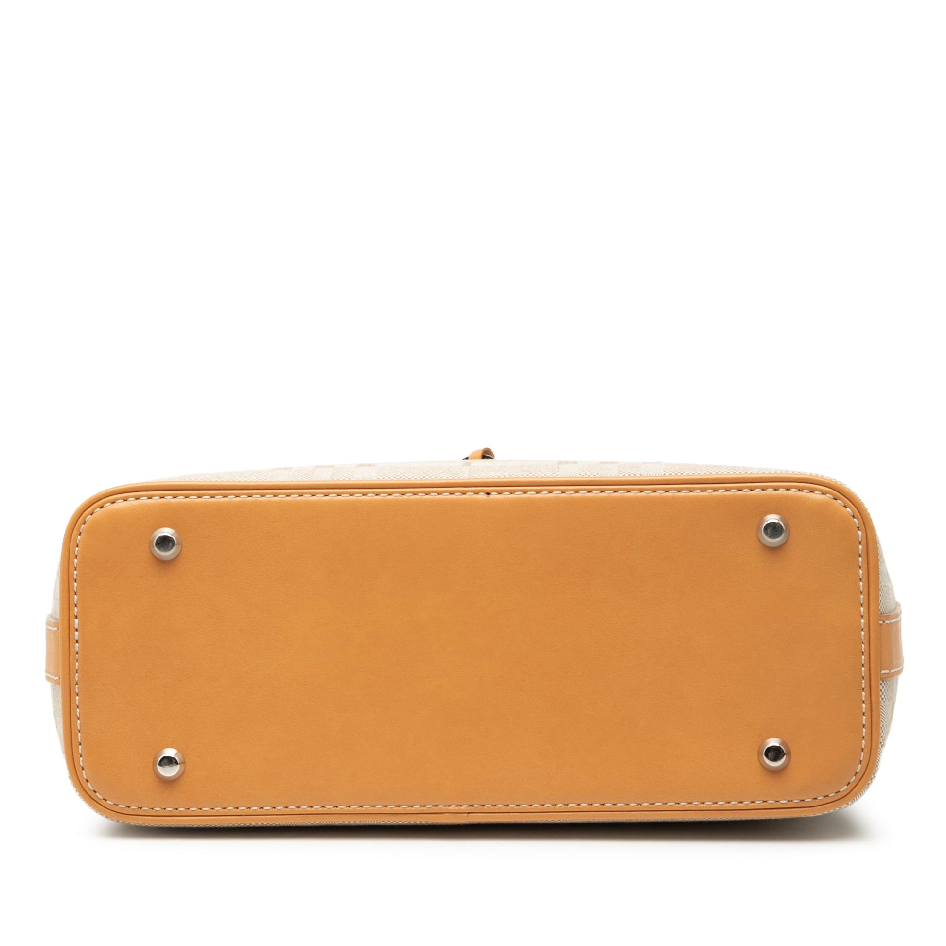 Burberry Leather Trimmed Tonal Check Canvas Handbag