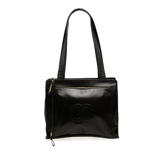 Chanel CC Lambskin Front Zip Pocket Tote