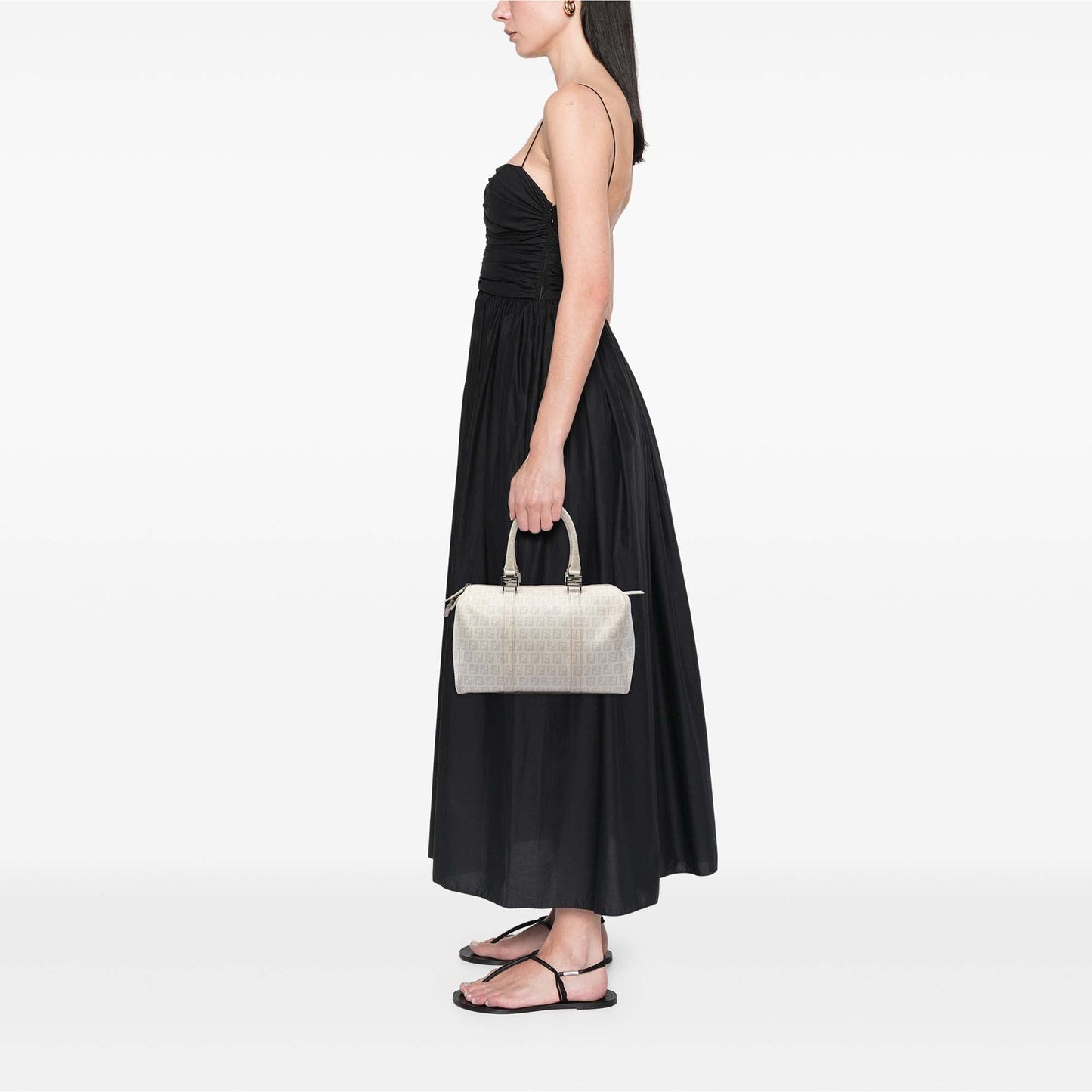 Fendi Zucchino Spalmati Forever Bauletto Boston Bag