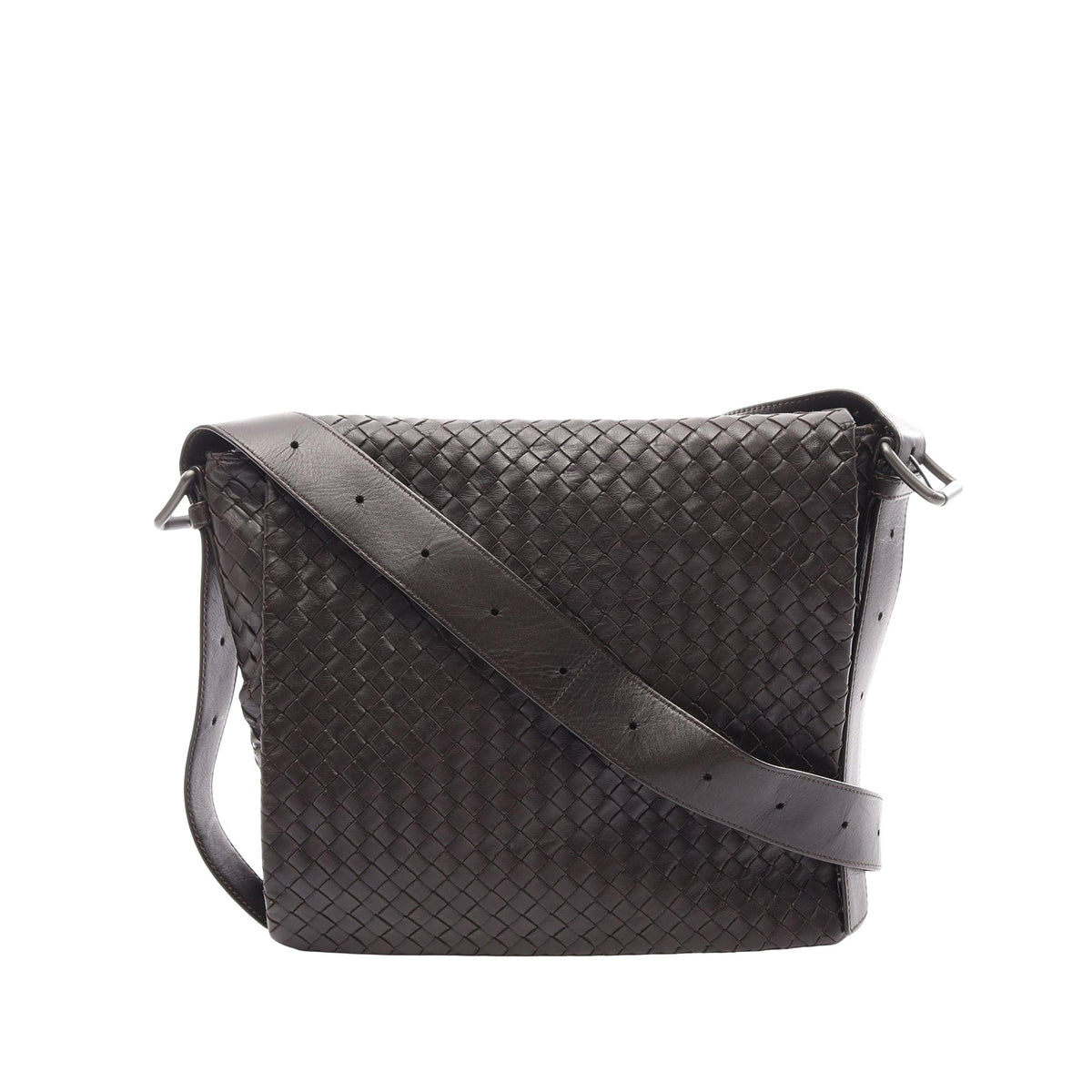 Bottega Veneta Nappa Intrecciato Flap Crossbody — Brown