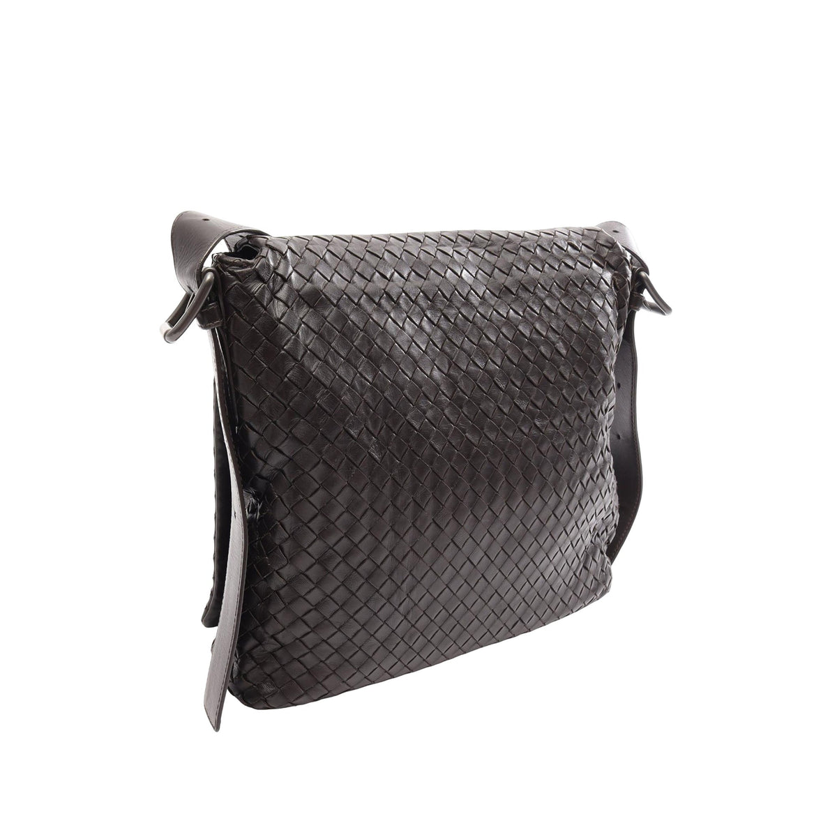 Bottega Veneta Nappa Intrecciato Flap Crossbody — Brown