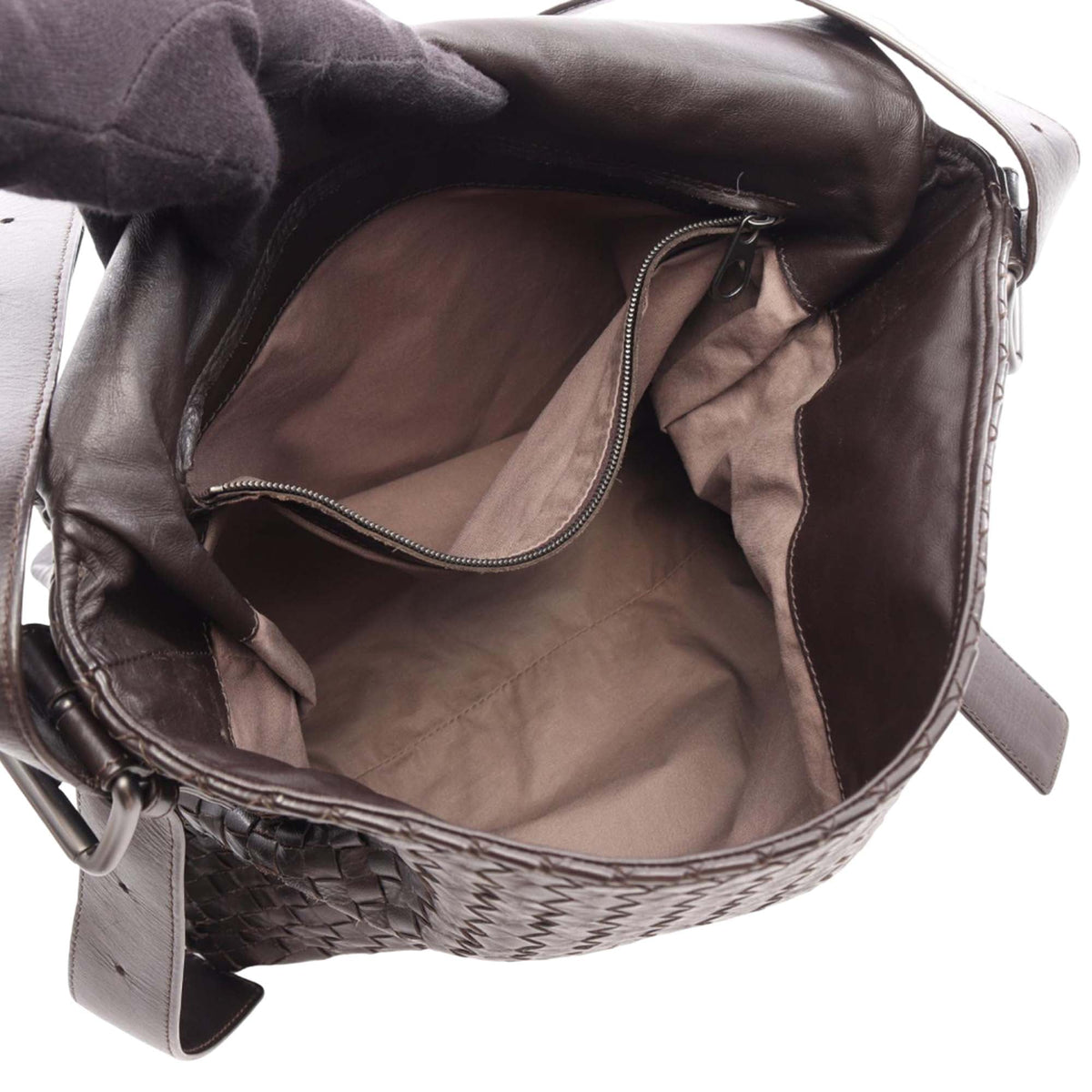 Bottega Veneta Nappa Intrecciato Flap Crossbody — Brown