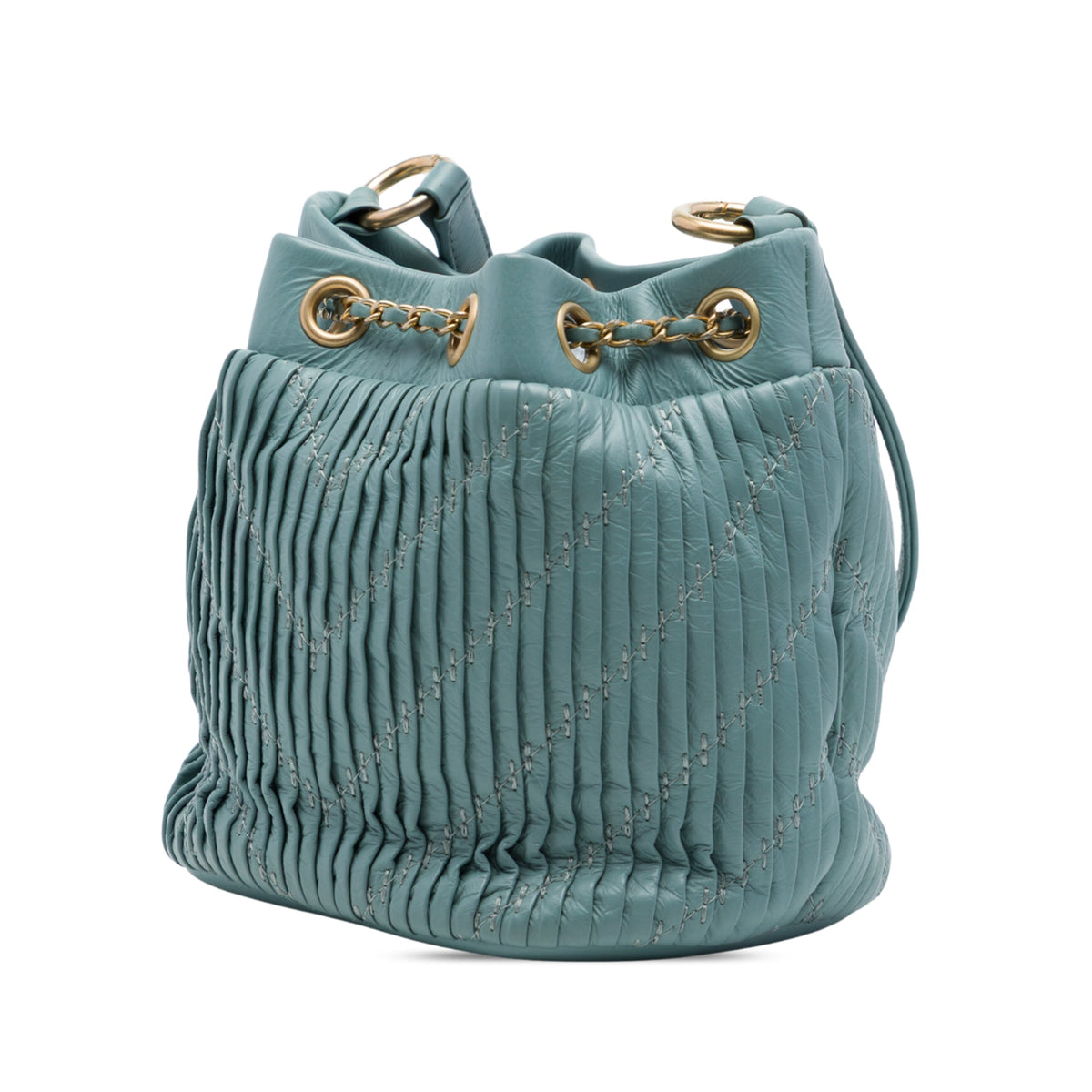 Chanel Small Crumpled Calfskin Coco Pleats Drawstring Bucket Bag