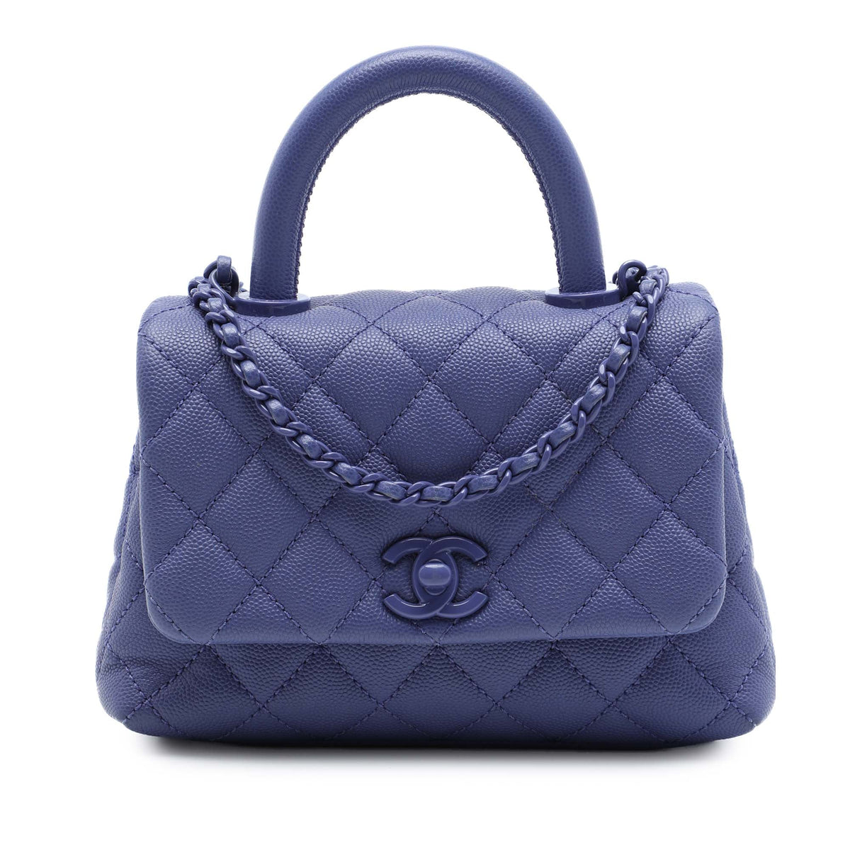 Chanel Extra Mini Quilted Caviar Incognito Coco Top Handle Bag