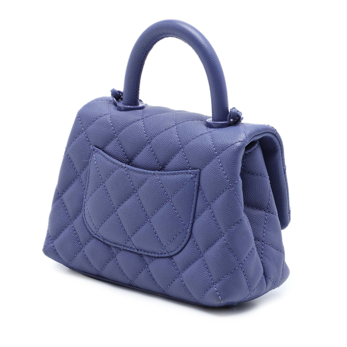 Chanel Extra Mini Quilted Caviar Incognito Coco Top Handle Bag