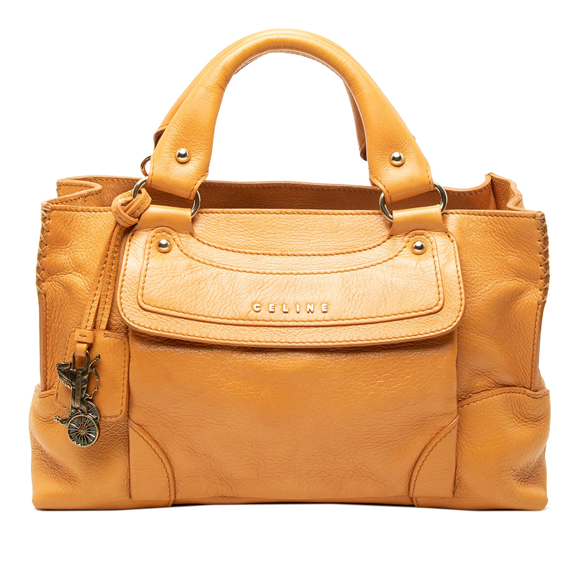 Celine Leather Boogie Pocket Handbag — Yellow