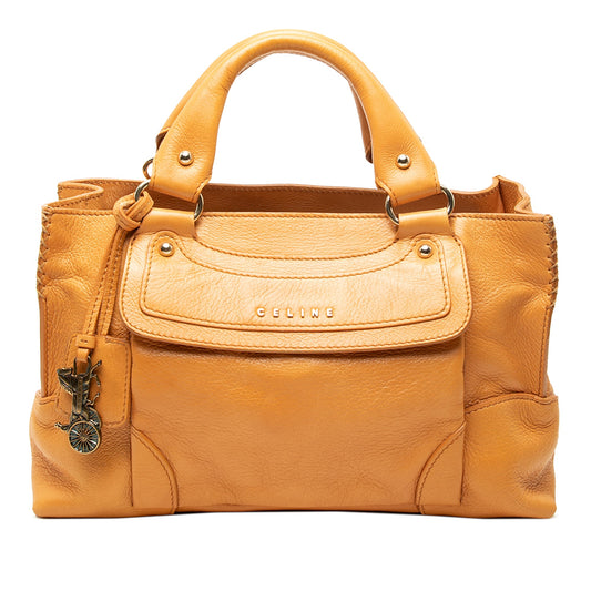 Celine Leather Boogie Pocket Handbag — Yellow