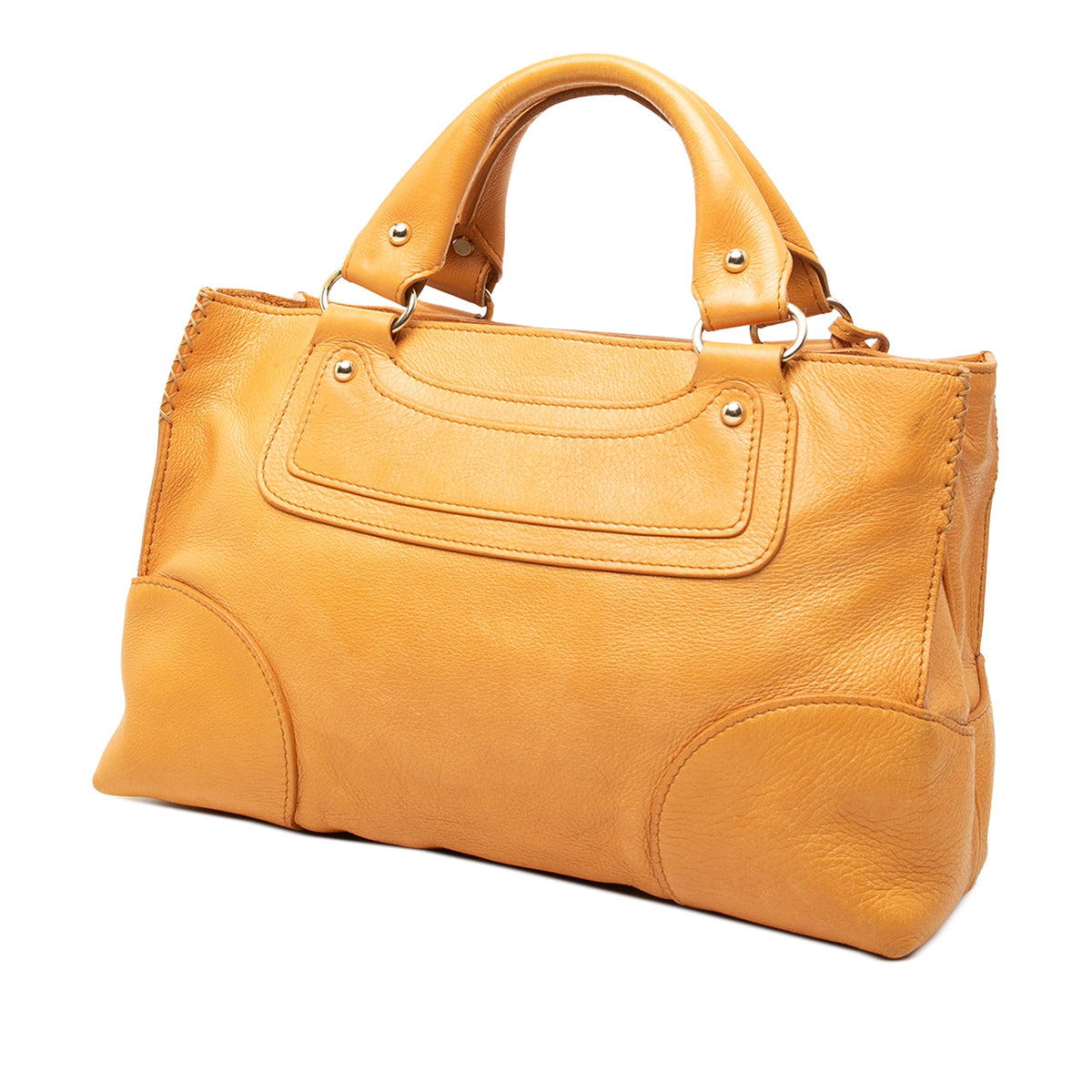 Celine Leather Boogie Pocket Handbag — Yellow