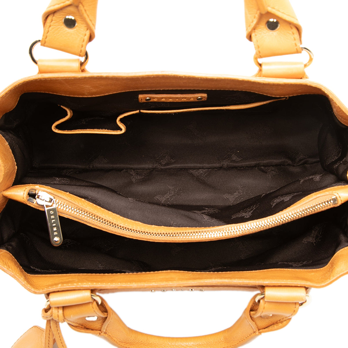 Celine Leather Boogie Pocket Handbag — Yellow