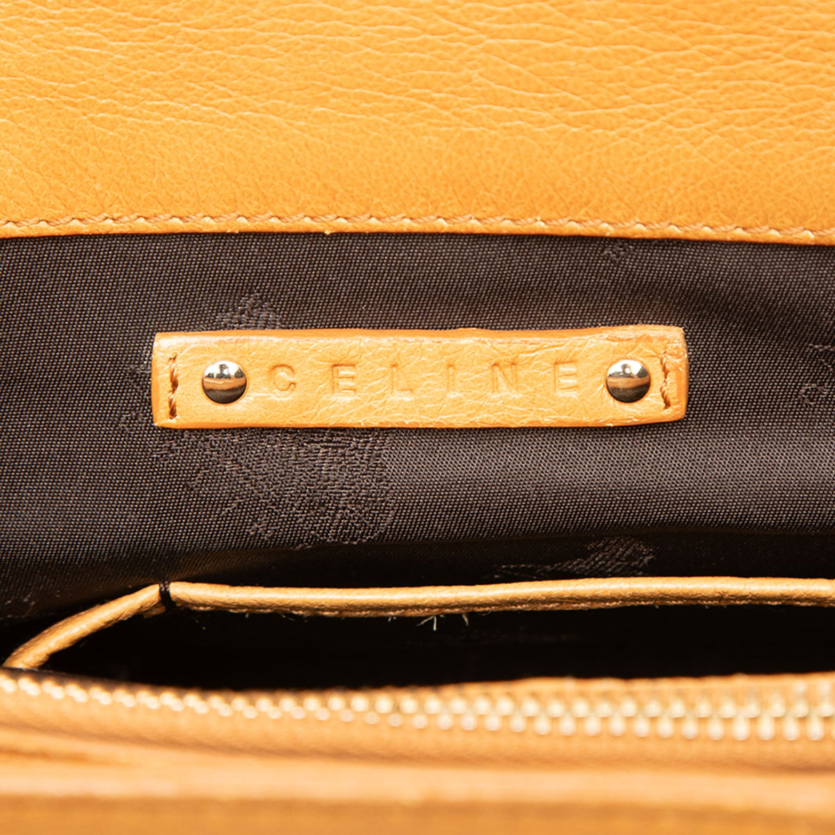Celine Leather Boogie Pocket Handbag — Yellow