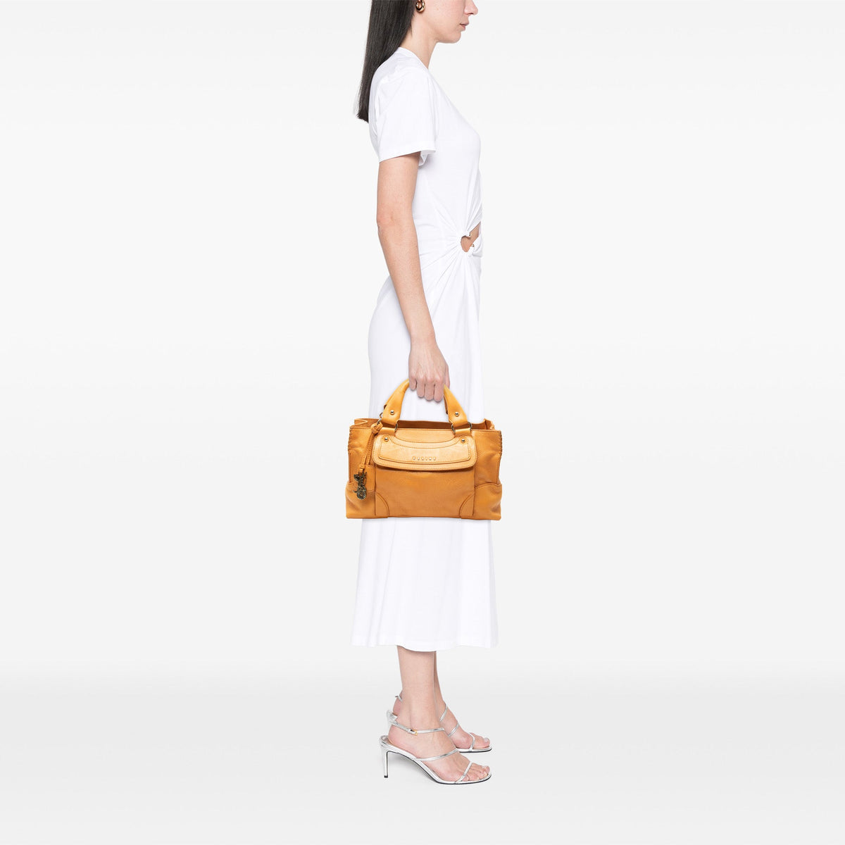 Celine Leather Boogie Pocket Handbag — Yellow