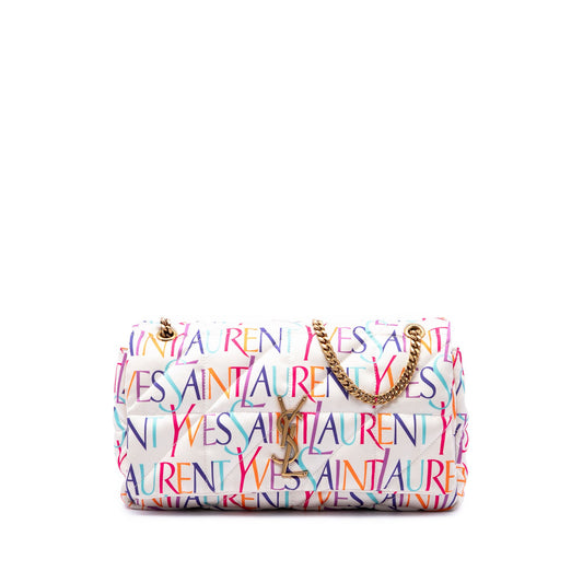 Saint Laurent Medium Silk Carre Rive Gauche Print Patchwork Jamie Shoulder Bag — Multi