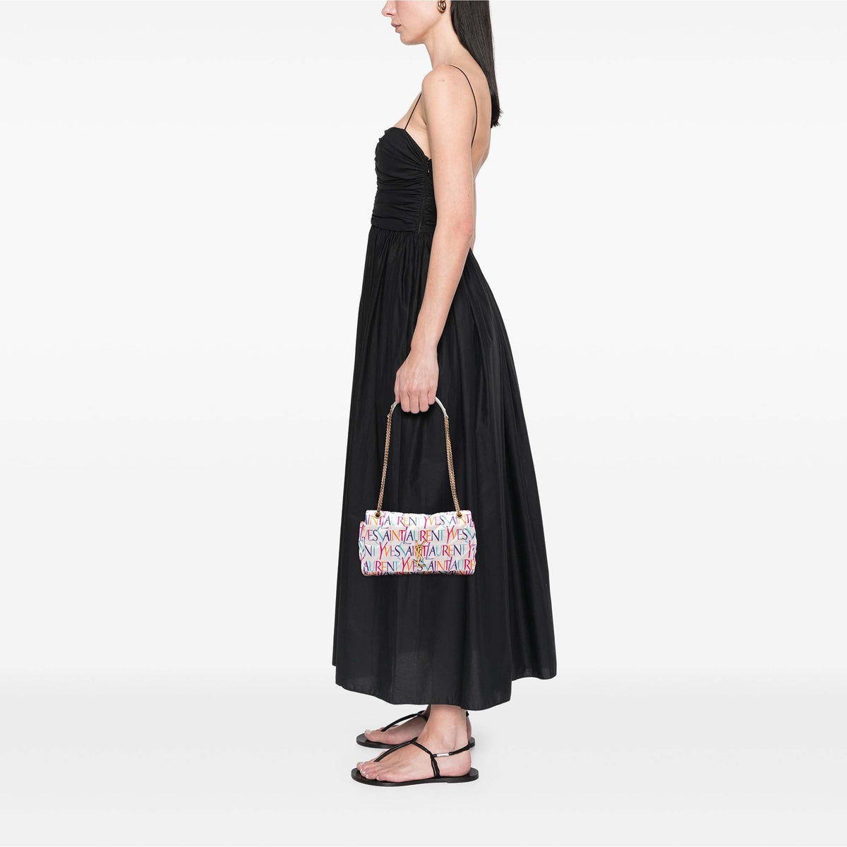 Saint Laurent Medium Silk Carre Rive Gauche Print Patchwork Jamie Shoulder Bag — Multi
