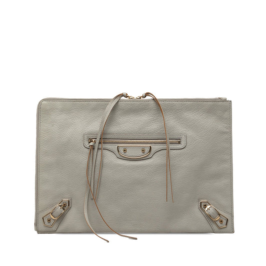 Balenciaga Goatskin Motocross Classic Metallic Edge Clutch