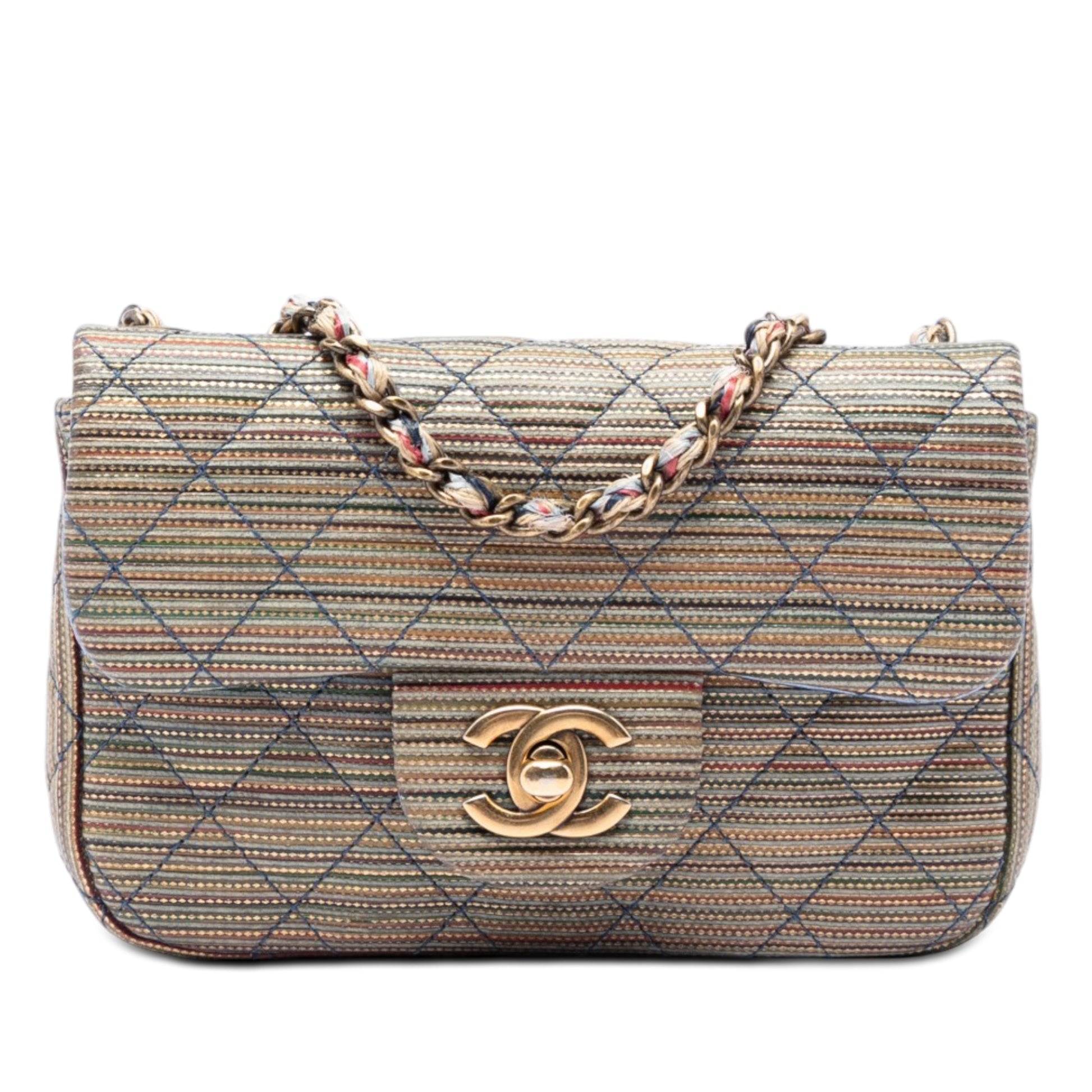 Chanel Paris Seoul Mini Metallic Lambskin Striped Flap