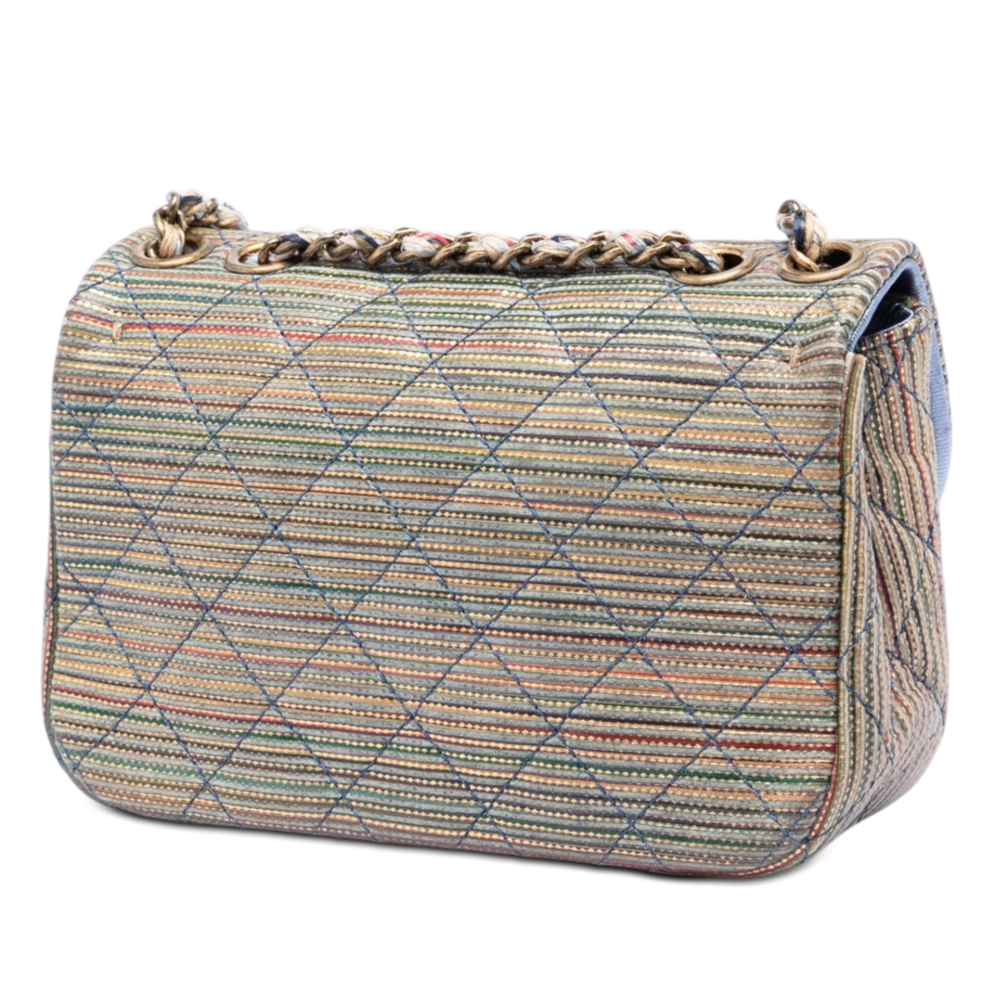 Chanel Paris Seoul Mini Metallic Lambskin Striped Flap