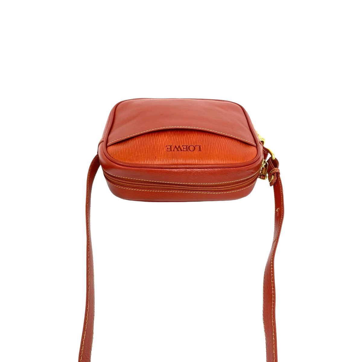 LOEWE Leather Velazquez Twist Crossbody — Red