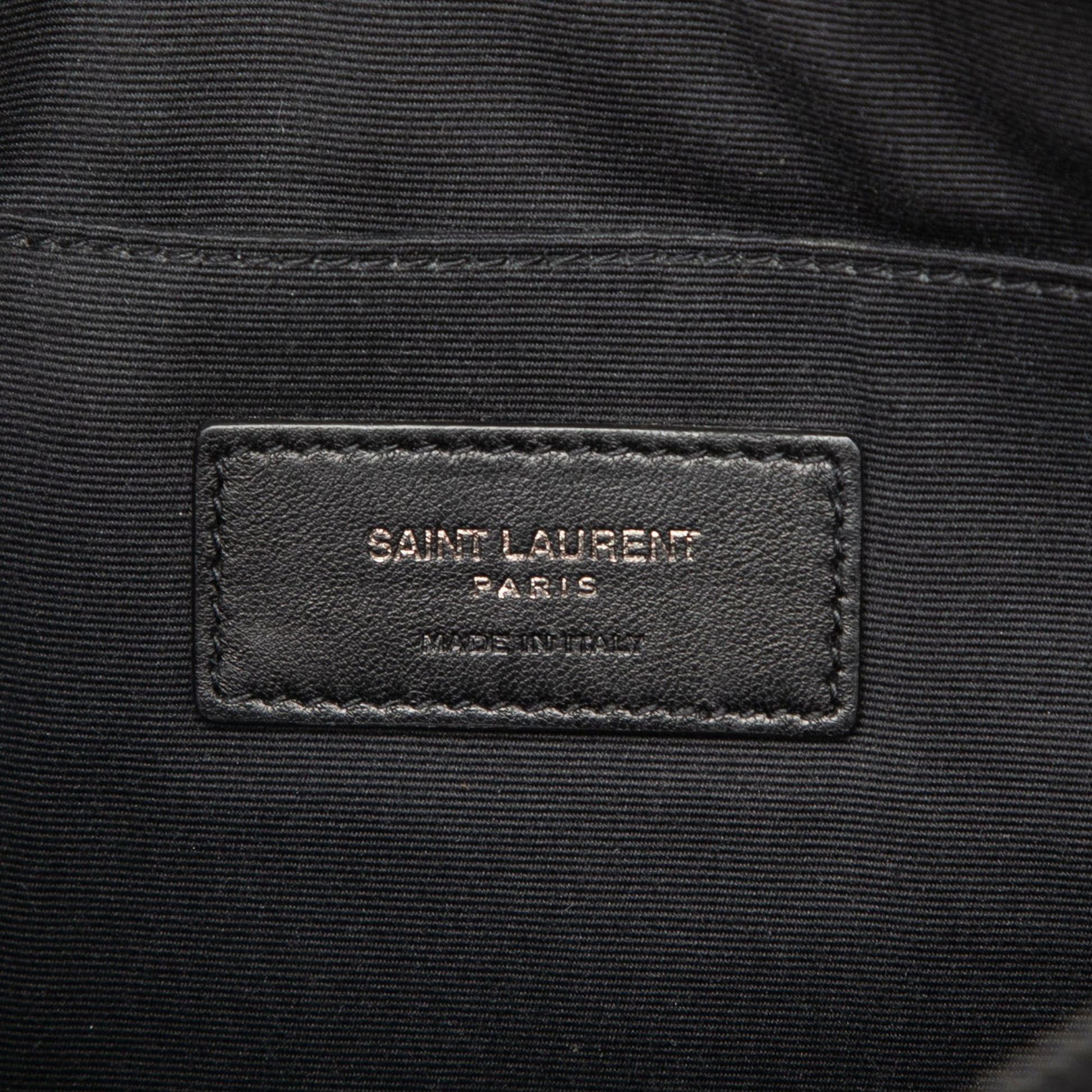 Saint Laurent Croc Embossed Leather Monogram Document Holder