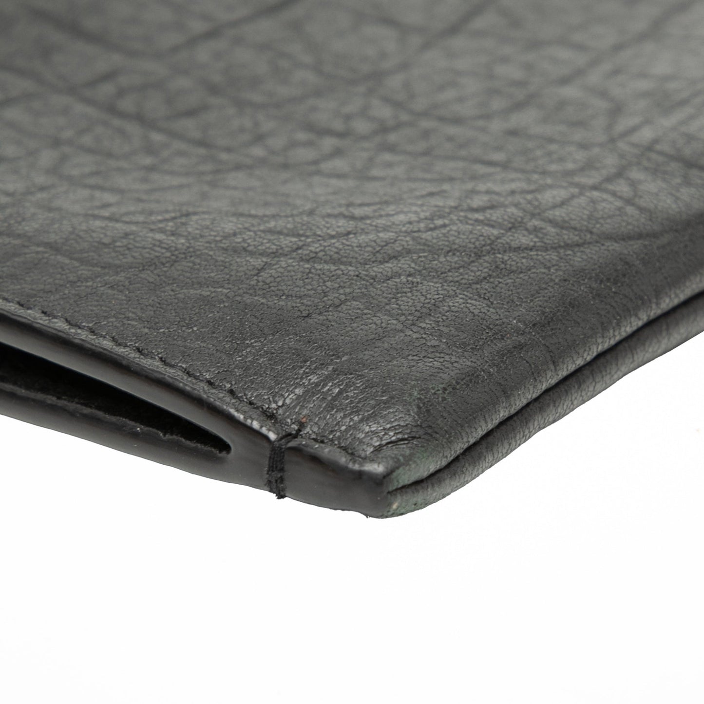 Saint Laurent Croc Embossed Leather Monogram Document Holder