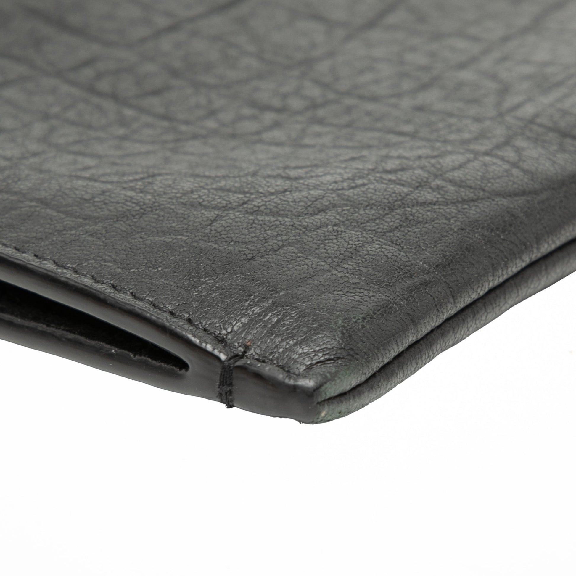 Saint Laurent Croc Embossed Leather Monogram Document Holder