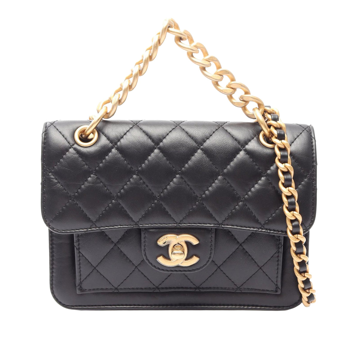 Chanel Mini Quilted Aged Calfskin Double You Flap