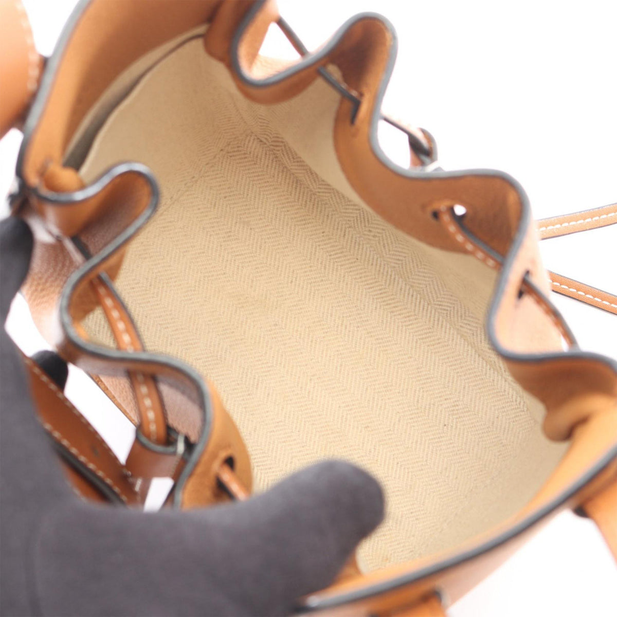 LOEWE Mini Grained Calfskin Drawstring Hammock Bag