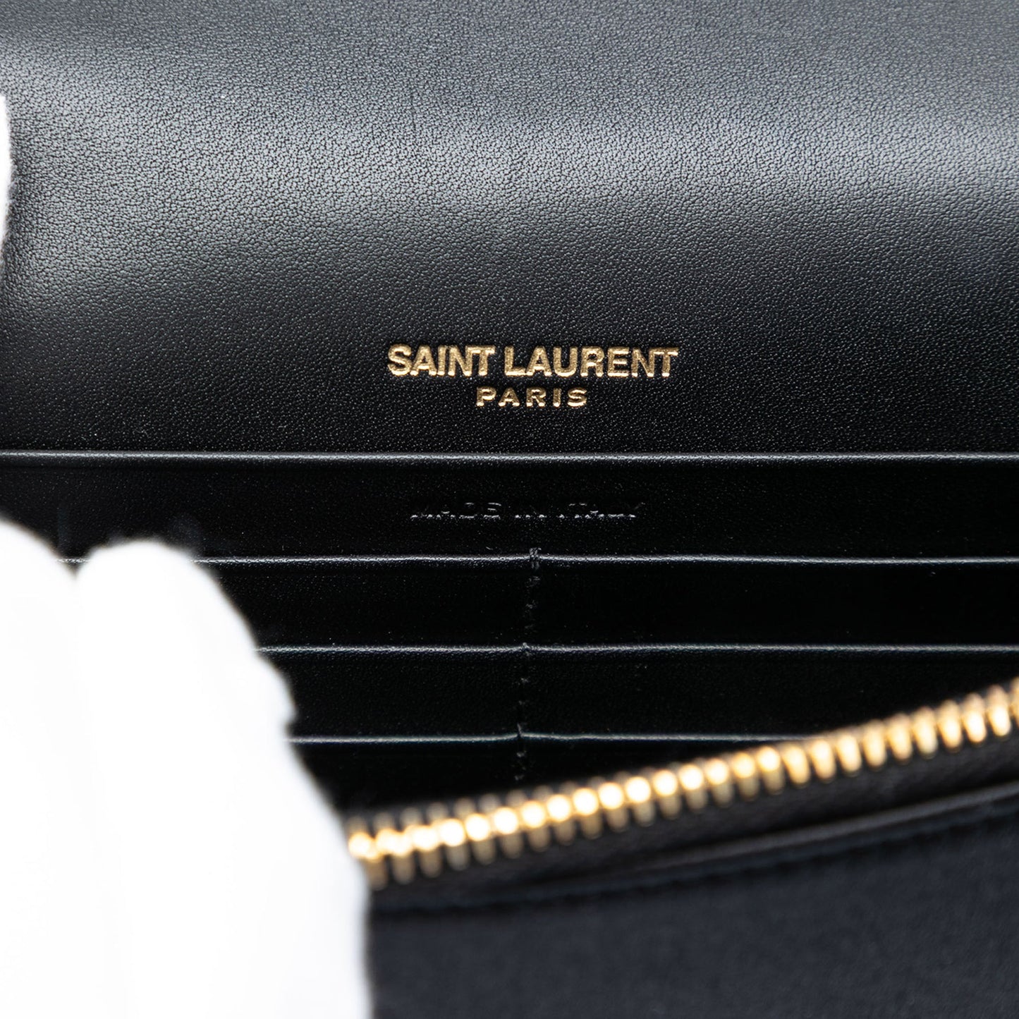 Saint Laurent Embroidered Satin Monogram Kate Tassel Wallet on Chain