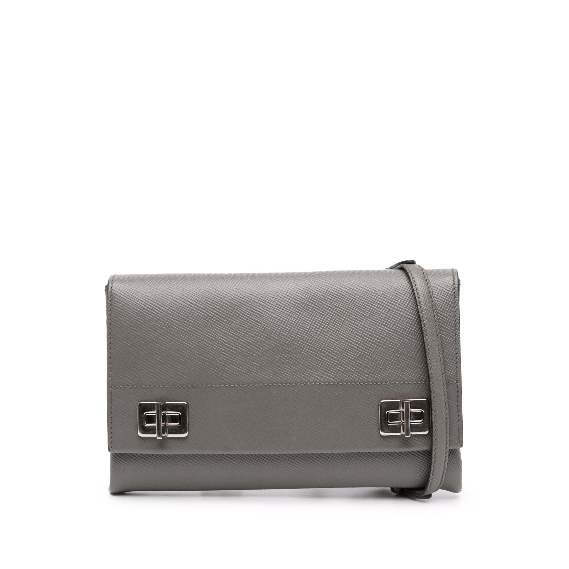 Prada Saffiano Cuir Twist Lock Chain Flap