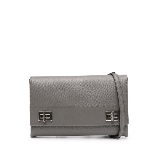 Prada Saffiano Cuir Twist Lock Chain Flap